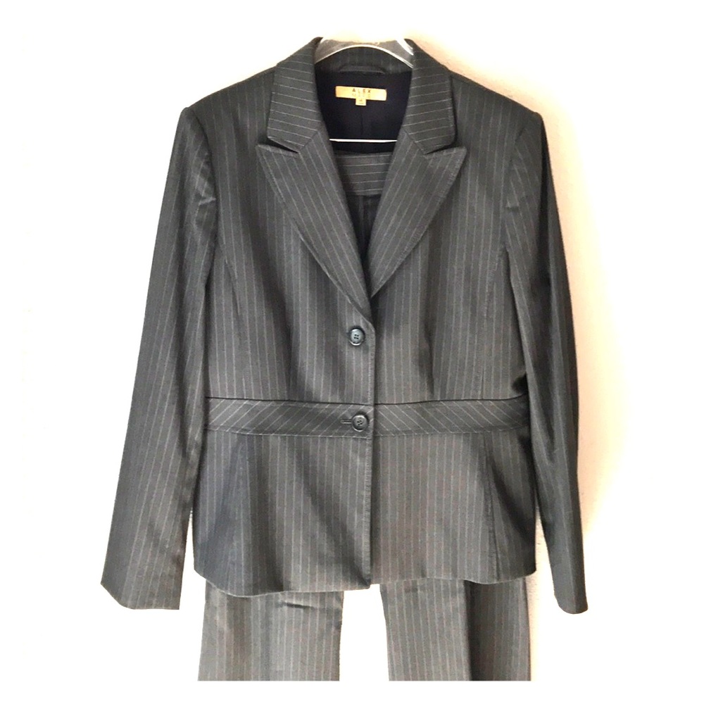 Brown pinstriped suit